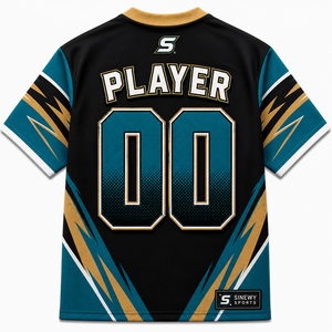 Maillot de football américain Sinevy pour homme, col en V, manches courtes, maille sublimée, 100% polyester, évacuation de l'humidité, vêtements de sport pour adultes - Product Image 3