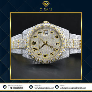 Suministro directo de fábrica de reloj de diamante helado de bajo precio Pantalla analógica de acero inoxidable Moissanite VVS Clarity Nuevo estilo de moda - Product Image 2