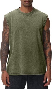Camiseta sin mangas para hombre, camiseta sin mangas con lavado ácido y cuello hecha a medida para hombre, camiseta sin mangas transpirable de la mejor calidad para hombre al por mayor - Product Image 2