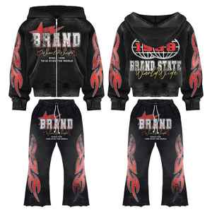 Ensemble sweat à capuche et pantalon de jogging pour homme, imprimé sérigraphié, logo personnalisé DTG et impression en relief, 100 % coton, pour l'entraînement hivernal - Product Image 6