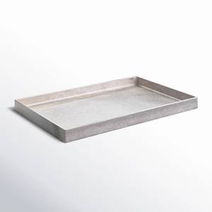 Plateau de service décoratif en aluminium en similicuir gris luxueux pour table basse, coiffeuse, présentoir - Product Image 2
