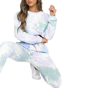 Sudadera corta con tinte de corbata para mujer con servicio OEM con pantalones de chándal chándales de invierno para mujer hechos en lana con diseño personalizado - Product Image 4