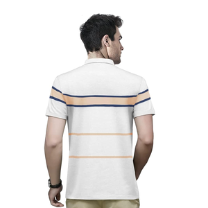 เสื้อยืดโปโลของผู้ชายผ้าฝ้าย100% เสื้อโปโลแขนสั้นลายทางแบบกำหนดเองขายส่ง - Product Image 6