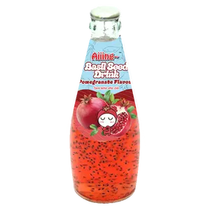 Aiiing Minuman Biji Basil-Minuman Biji Kemangi Rasa Delima 290Ml Botol Kaca