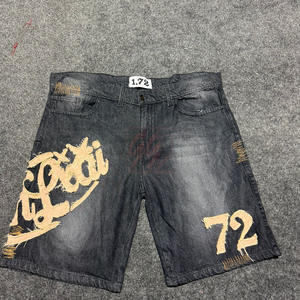 Short en jean pour homme lavé à la pierre style vieilli avec logo brodé personnalisé Short en denim pour la mode streetwear - Product Image 1