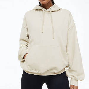 Sweats à capuche décontractés en coton/polyester pour femmes-Toile doublée respirante à séchage rapide avec manches longues - Product Image 1