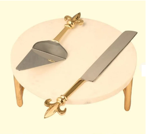 มีดตัดเค้กโลหะทำจากโลหะ,ชุดมีดตัดเค้กโลหะงานทำมือและเสิร์ฟภาชนะโลหะ - Product Image 1