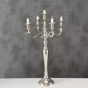 Bougeoir Candélabre Argent Fini Table Centre de Table Aluminium pour Décoration de Noël Chandelier par décor impex - Product Image 2