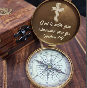 Premium QualityCustom <b>Engraved</b> Keepsake for Christmas Baptism <b>Compass</b> Christening Gifts for Him - Product Image 1