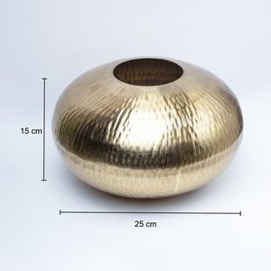 แจกันทรงชามโลหะสีทองทุบทำด้วยมือแจกันทรงกลมทรงต่ำสำหรับตกแต่งบ้านตกแต่งชายฝั่งแจกันตั้งโต๊ะทำจากเหล็กสำหรับสไตล์หรูหราทันสมัย - Product Image 2