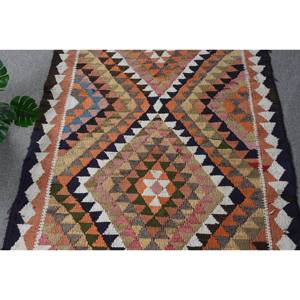 Beige Kilim 3.4 X 9.8ft Handmade Turkish Wool <b>Rug</b> Flat Weave Jacquard Patchwork Design Latex Backing for Hallway Rectangle <b>Space</b> - Product Image 5