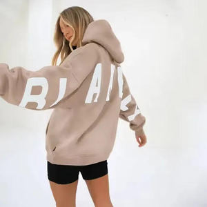 Sudadera con capucha de moda para mujer, holgada, de punto forrado, ecológica, con estampado de letras personalizadas y logotipo grande, estilo urbano, al por mayor - Product Image 3