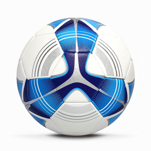 Balón de fútbol de cuero PU ecológico cosido a máquina, blanco, azul y plateado, tamaño 5, Partido de entrenamiento, agarre duradero - Product Image 2