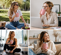 Gobelet à vin isotherme en acier inoxydable de 12 oz avec logo personnalisé, revêtement en poudre, forme d'œuf, tasse thermique, mug à café avec couvercle