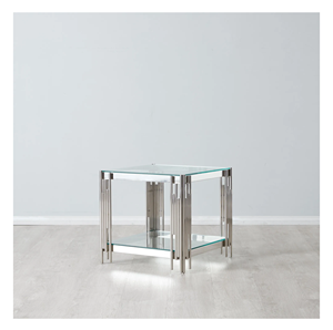 Nickle mạ hiện đại vuông <span class=keywords><strong>Glass</strong></span> End bảng với <span class=keywords><strong>Chrome</strong></span> khung kim loại phong cách Hiện Đại Đồ nội thất nhà với kệ cho cuộc sống - Product Image 1