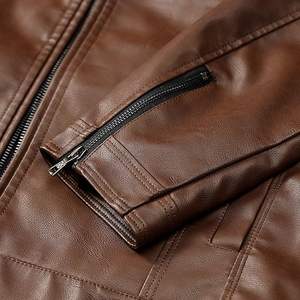 Veste coupe-vent en faux cuir à col montant personnalisable biker High Street imperméable extérieur toile hiver hommes Options OEM - Product Image 3