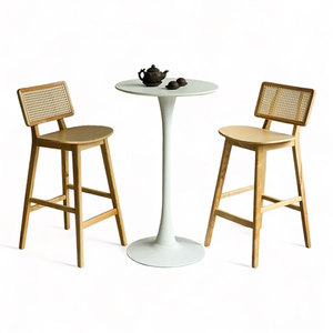 Combo Set 60cm Round Wood <b>Bar</b> <b>Table</b> <b>and</b> 2 Wooden <b>Bar</b> <b>Stools</b> CBCF305 - Product Image 1