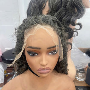 Peluca de Cabello Humano Virgen Vietnamita Rizado Gris de Lujo con Encaje Frontal HD, Extensiones de Cabello Premium - Product Image 3