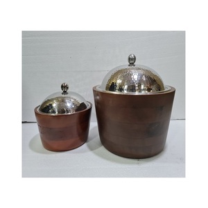 Plat de service en bois au design attrayant, noir et blanc, avec couvercle martelé en acier inoxydable, plat à gratin - Product Image 6