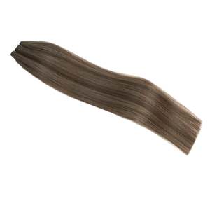 Extensiones de Cabello con Micro Trama # Mezcla de 2/6 Marrón Oscuro y Marrón Claro Frío, Doble Trama - Product Image 3