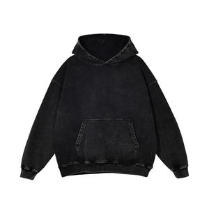 Sweat à capuche unisexe en coton 100% délavé à l'acide, logo personnalisé, poche surdimensionnée, respirant, automne, lettre en polaire, haute qualité - Product Image 5