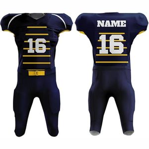 Maillot de football américain personnalisé, court, unisexe, sublimé, noir et bleu, équipe, haute qualité, respirant, protection UV, vêtements de sport - Product Image 4