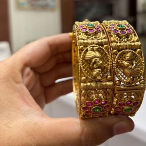 Royal High Quality <b>Gold</b> Plated Openable Two <b>Set</b> Of <b>Bangles</b> Wedding And Functions Occasions Wear Collection Women And Girls - Product Image 1