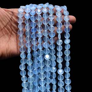 Perles d'onyx bleu aqua naturel taillées lisses 15 mm, en forme de goutte, pour la fabrication de bijoux, vente en gros, Chakralume, 26 pièces - Product Image 3