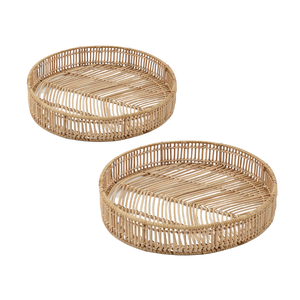 ถาดหวายสานแบบเรียบง่ายถาดเสิร์ฟอาหารเป็นมิตรกับสิ่งแวดล้อมสำหรับห้องรับประทานอาหารห้องนั่งเล่นและห้องครัว - Product Image 1