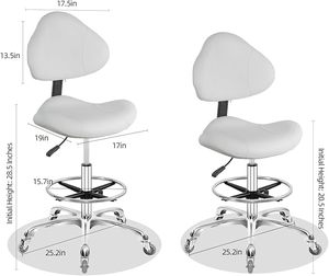 Silla giratoria de dibujo, silla de trabajo de soporte Lumbar de alta resistencia ajustable para escritorio de casa, diseño de estudio, espalda Triangular blanca - Product Image 6