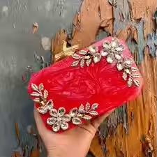 Embrayage de luxe en résine pour les fêtes de mariage d'embrayage à poignée en laiton fabriqué par l'artisanat du croissant - Product Image 3