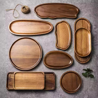 Houten dienblad op voorraad, op maat gemaakte houten dinerborden, fruit- en theebord, groentepresentatieplateau, brood- en dessertplateau, taartplateau.