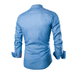 High Quality Breathable <b>Mens</b> Denim <b>Shirt</b> Long Sleeve Button Down Casual Denim <b>Shirts</b> Wholesale Cheep Price Denim <b>Shirt</b> - Product Image 3