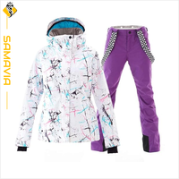 Combinaison de ski imperméable, coupe-vent et respirante -Tex pour homme et femme, veste et pantalon de sport rembourrés de duvet épais et chauds pour l'hiver