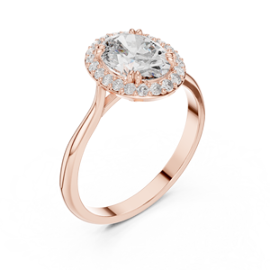 แหวนหมั้นเพชรโมอิสซาไนต์ทรงรี คลาสสิก หรูหรา ได้รับการรับรองจาก IGI สำหรับผู้หญิง ทองคำ 14K สีโรสโกลด์ ประดับเพชรแบบฮาโล สำหรับงานแต่งงาน ครบรอบแต่งงาน - Product Image 3