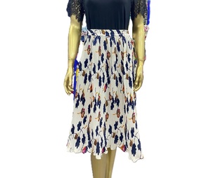 Robe mi-longue anti-âge avec fente plissée des deux côtés Jupe plissée amincissante populaire - Product Image 4