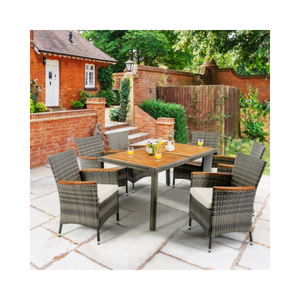 Juego de mesa de comedor de 6 plazas moderno de diseño personalizado, muebles de Acacia para exteriores de Phu Linh, precio de fábrica de Vietnam - Product Image 1