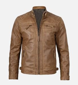Chaqueta de cuero informal paquistaní para hombre con tela de lona OEM diseño de motocicleta cinturón lateral al por mayor - Product Image 1