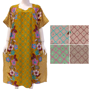 Vestido de rayón de alta calidad Vestido MIDI de manga corta de talla grande de Chrysanta - Product Image 1