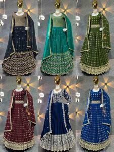 Anarkali พิมพ์ Kurti สำหรับผู้หญิงอินเดียในเสื้อผ้าชาติพันธุ์ความยาวของแป้งมาใหม่ล่าสุดแขนปกติคอเรือสีฟ้า - Product Image 5