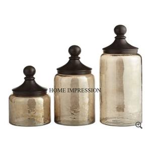 Juego de acabado antiguo de cobre pulido brillante de 3 hojas de té, granos de café y contenedores de almacenamiento de azúcar, ollas de hojalata de Metal DE LA India - Product Image 5