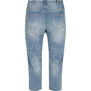 Pantalones vaqueros de cintura alta con dobladillo crudo para niñas y mujeres, pantalones vaqueros rectos con realce de glúteos, pantalones vaqueros vintage transpirables para mujeres - Product Image 3