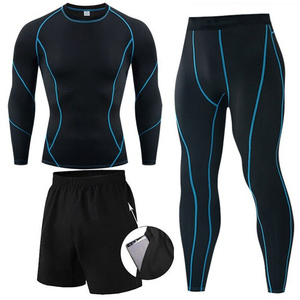 2023 Men Running Fitness Set Muscle <b>T</b>-<b>Shirt</b> Shorts & Compression Leggings Yoga Sportswear - Product Image 3