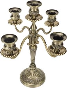 Juego de candelabros con acabado de metal dorado de diseño moderno para bodas Portavelas de metal de calidad sostenible al precio más barato - Product Image 6