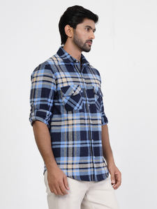 เสื้อเชิ้ตผ้าสักหลาดสำหรับผู้ชายเสื้อสไตล์ฤดูหนาวสำหรับฤดูใบไม้ร่วงย้อมผ้าฝ้าย100% พรีเมี่ยม - Product Image 3