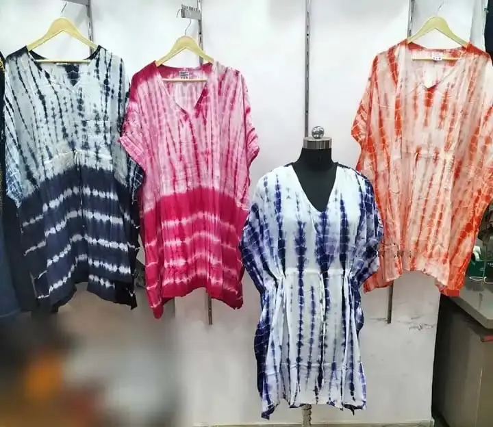 Großhandel Frauen Tie-Dye Kaftan Plus Size Rayon Kaftan Für Frauen Free Size Kaftan Maxi Kleid Top