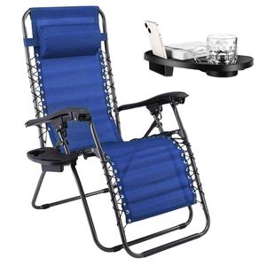 <b>Gravity</b> <b>Zero</b> Reclining Deck <b>Chair</b> with Cup & Cell Phone Holders Relax in <b>Garden</b> or Pool Foldable Folding <b>Chair</b> - Product Image 1