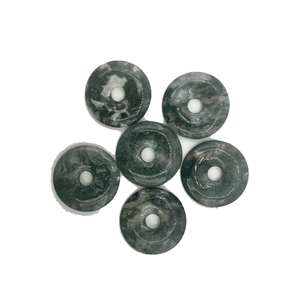 Wholesaler Moss Agate Donut High Quality <b>Necklace</b> Natural <b>Crystal</b> Reiki Gemstones Round Quartz Beads Agate <b>Healing</b> Donuts - Product Image 2