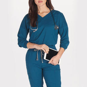 Tenues de travail pour clinique dentaire, médecin, infirmière, ensembles de blouses de couleur unie pour femmes, uniformes médicaux, uniformes de spa, ensembles de blouses, hauts + pantalons - Product Image 6