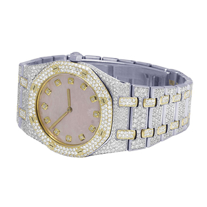 Reloj de Cuarzo con Diamantes Moissanite de Moda Hip Hop Premium, Esfera de 20 mm y 41 mm, Totalmente Cubierto de Diamantes, Esfera de Acero Inoxidable y Cristal, Unisex, Ligero - Product Image 1